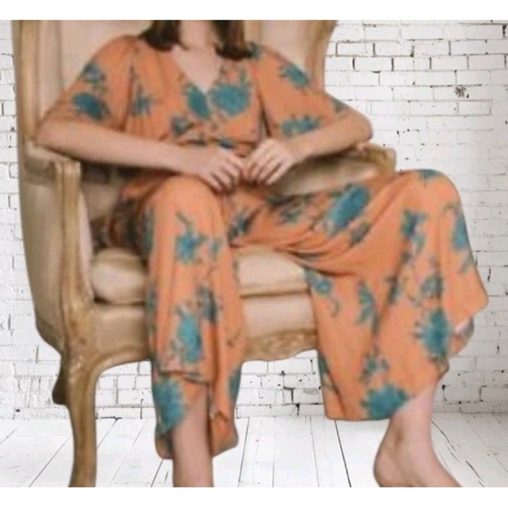 NWT Anthropologie Jumpsuit Current Air Wide Leg Palazzo Boho Belted Floral Sz S